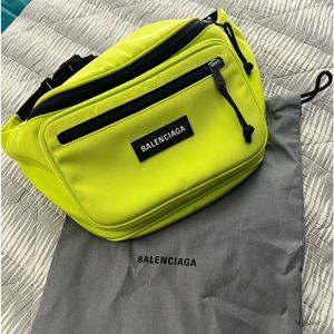 Authentic Balenciaga Nylon Canvas Explorer Belt Bag Acid Green